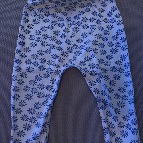 Nature Baby leggings used with blue flowers, organic cotton 6-12 months