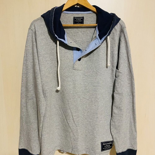 Abercrombie & Fitch hoodie like new, cotton, gray and blue, size L