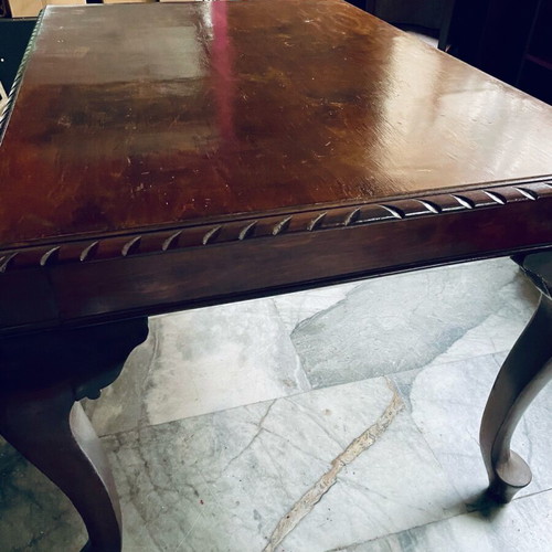 Wooden antique carved dining table with lion legs used