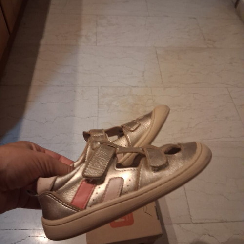 Girls' sandals size 27 like new, leather, pink and gold