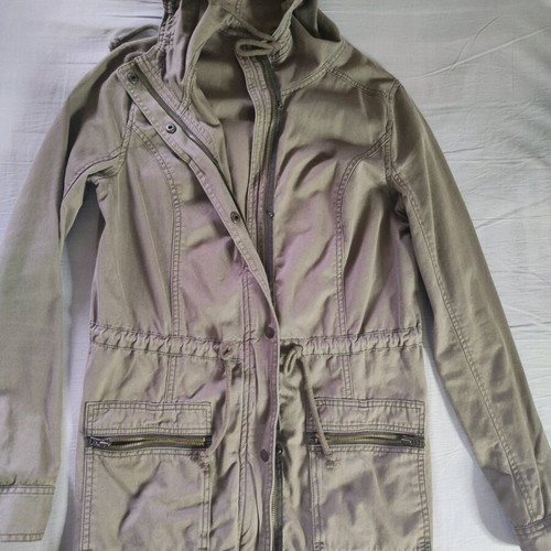 Hollister women's cotton parka like new, large, khaki-gray