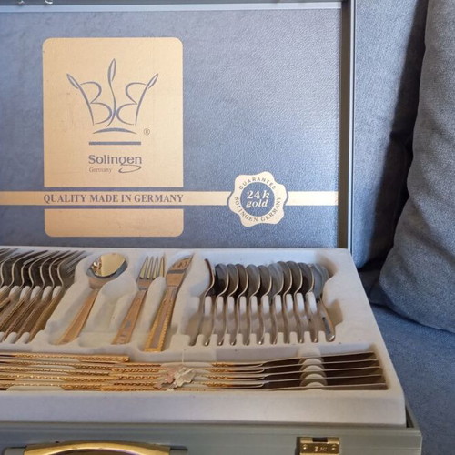 BSB Solingen cutlery set 70 pieces with 24 karat gold, new