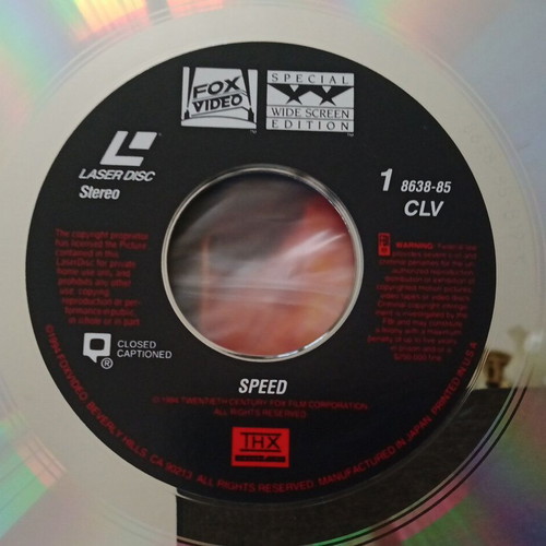 Speed 1994 LaserDisc like new, action movie