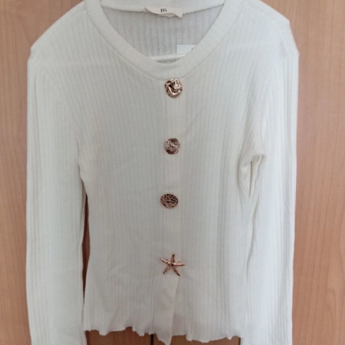 White women's blouse new with gold decorative elements