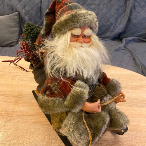 Christmas Santa Claus on Sleigh rustic style, like new, 35cm