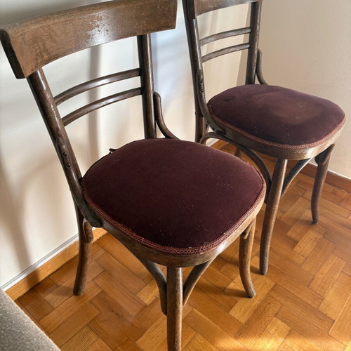 Wooden chairs used, pack of 4, vintage