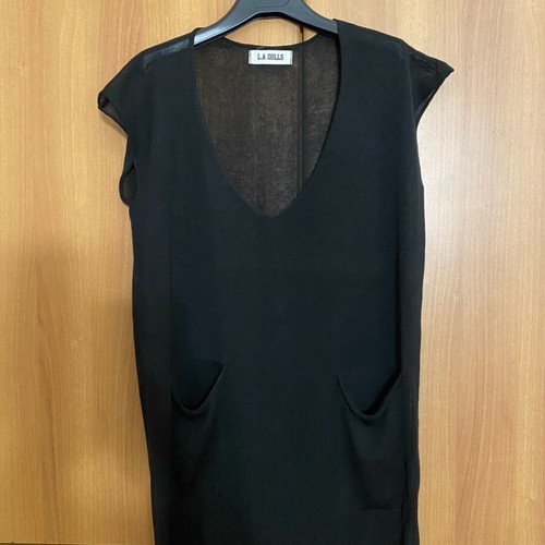 Thin knitted beach dress new, black, one size