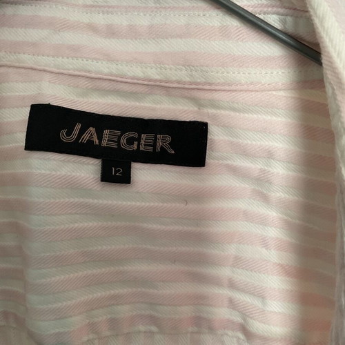 Jaeger classic striped shirt like new, soft pink with white stripes