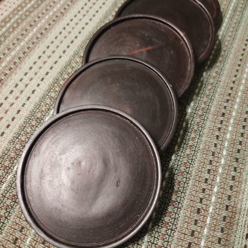 Wooden coasters set of 5, 9.5 cm diameter