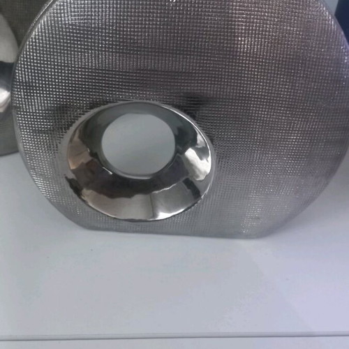 Decorative vases used, set of 2 gray silver flowerpots