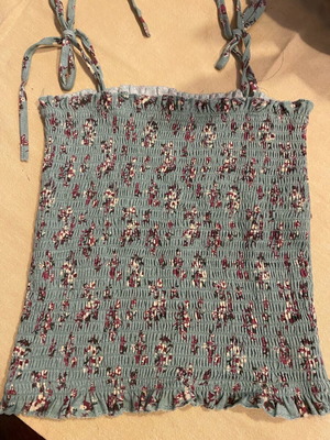 Top blouse green elastic size XS like new
