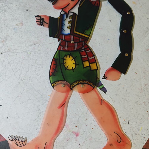 Karagiozis Kostis shadow puppet figure, plastic, 45cm