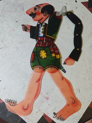 Karagiozis Kostis shadow puppet figure, plastic, 45cm