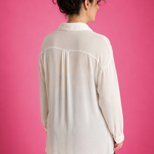 PPT Fashion airy shirt with pockets, like new, white beige, size L