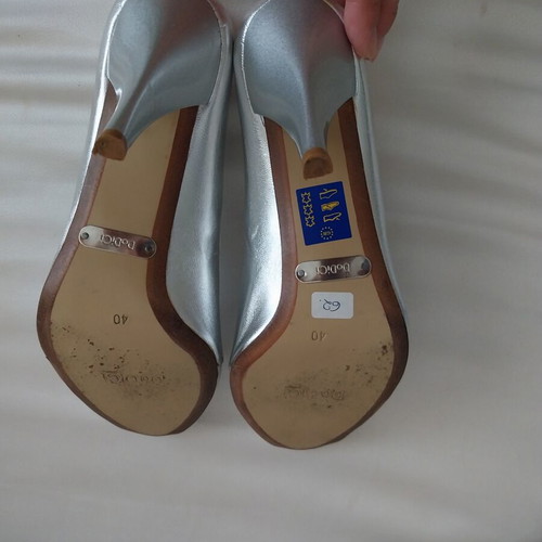 Dodici leather peep toe heels silver, new, size 40