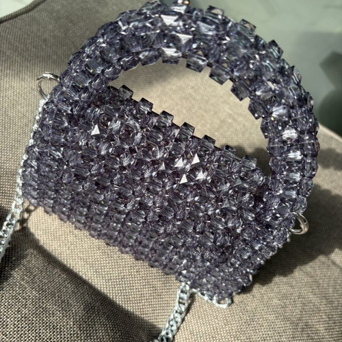 Handmade beaded bag new, gray