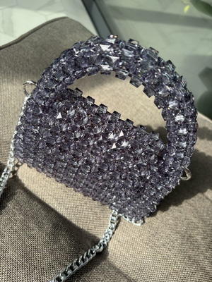 Handmade beaded bag new, gray