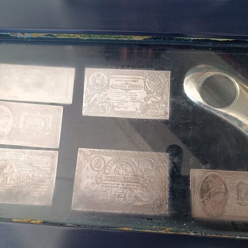Silver Plates 1000 Grade Used Greek Banknotes Collectible Set