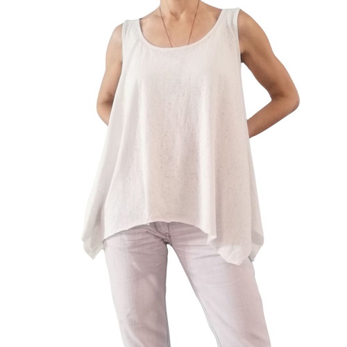 Panos Apergis Summer Cotton T-shirt Like New, Medium, White and Orange