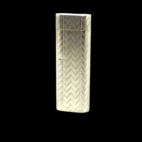 Cartier lighter used silver collectible with herringbone pattern