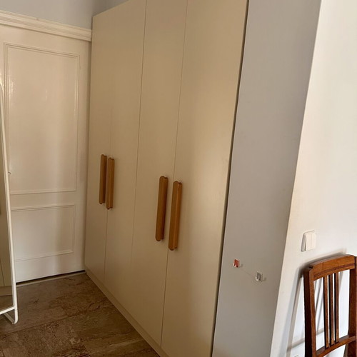 4-door wardrobe with handmade wooden handles, custom made