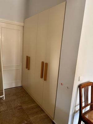 4-door wardrobe with handmade wooden handles, custom made