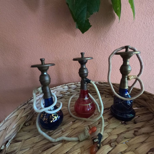 Decorative hookahs used with glass removable container, pack of 3