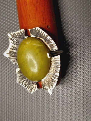 Handmade silver ring 925 with semi-precious stone and adjustable band, new