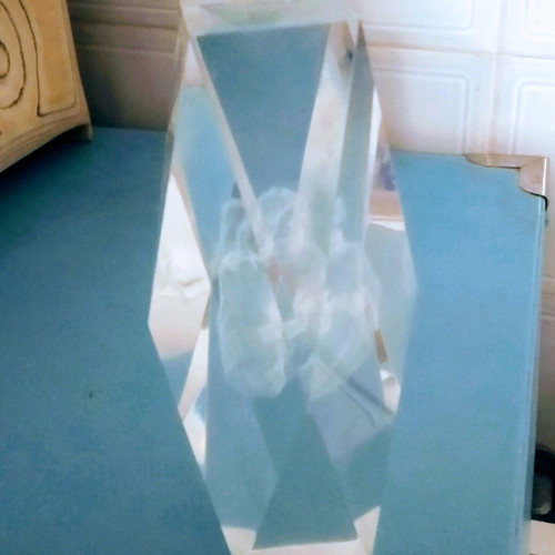 Crystal decorative piece with embedded Christ like new