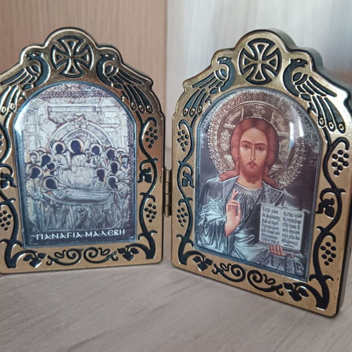 Decorative religious diptych icon like new