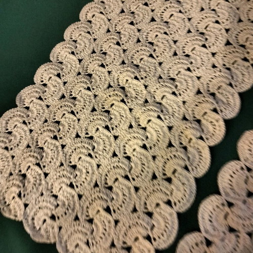 Handmade white set of table linens, very old design, new