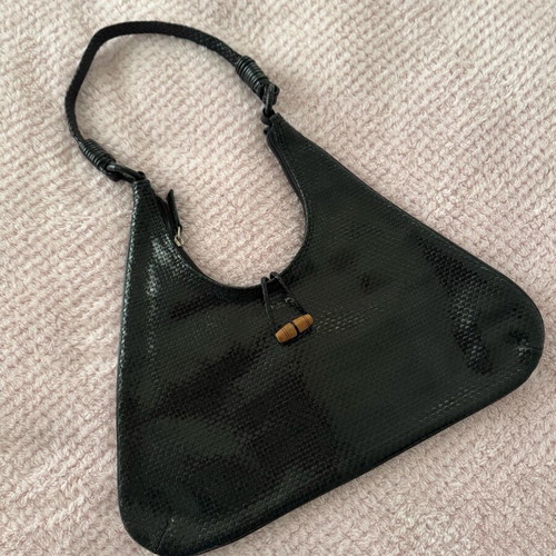 Leather shoulder-hand bag new, black