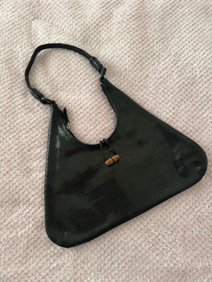 Τσάντα ώμου-χειρός δερμάτινη καινούργια, μαύρη