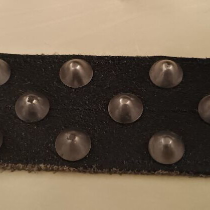 Leather belt with studs used, black, size 90, 1985