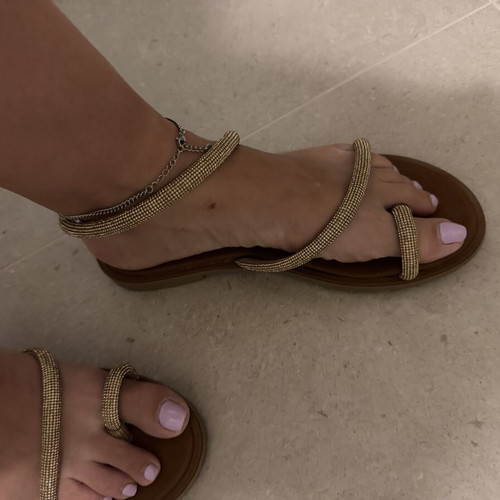 Gizel leather sandals, gold, size 40