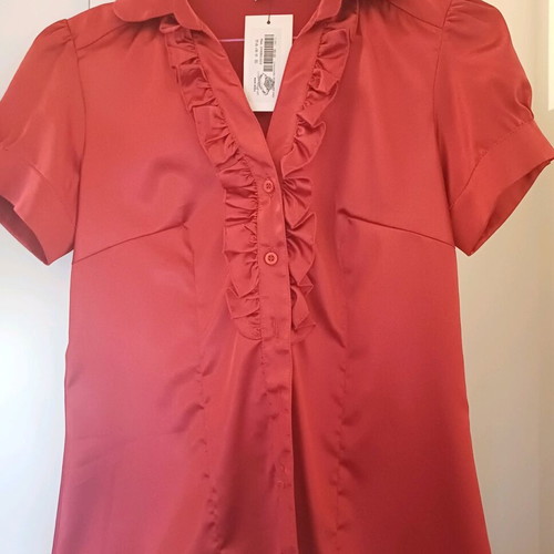 Satin shirt size L new, red, polyester