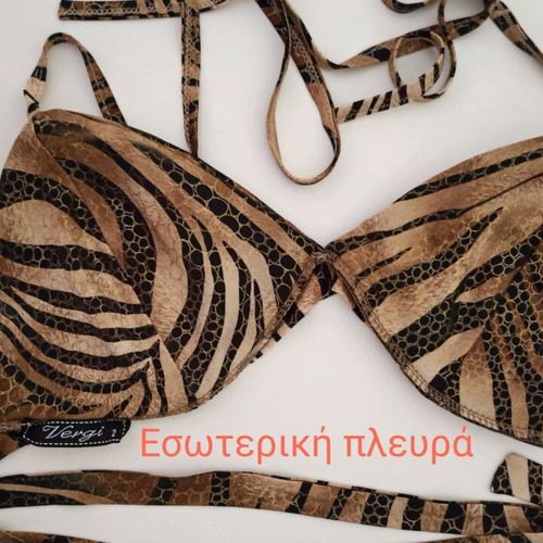 Maxi dress animal print with open back and bikini top, new