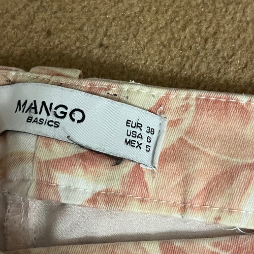 Mango cotton stretch pants size 38 Europe like new, white and pink