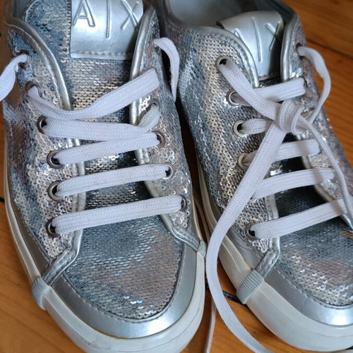 Armani Exchange shiny sneakers with sequins like new, gray