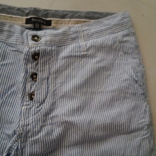 Bershka Men's Striped Linen Viscose Bermuda Shorts Size M Like New