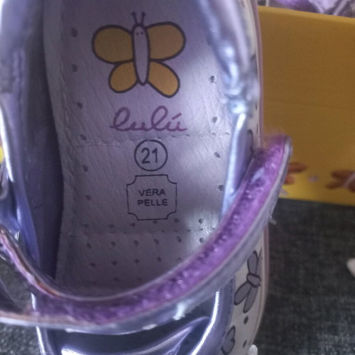 Lulu leather shoes size 21 purple with silver charms new