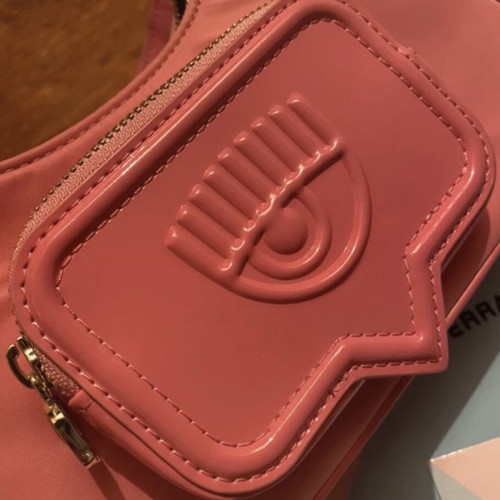 Chiara Ferragni Vicky nylon and PU leather shoulder bag pink new