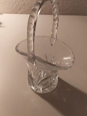 Bohemian crystal basket like new, vintage item from Czechia