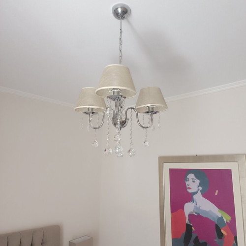 Three-light chandelier with crystals like new