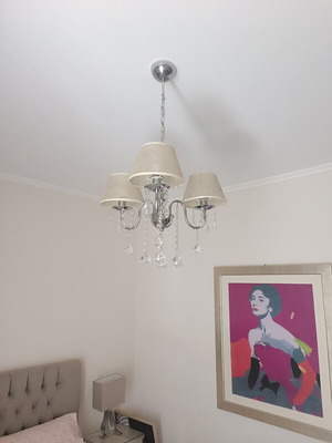 Three-light chandelier with crystals like new