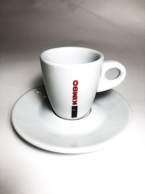 Комплект 6 нови кафени чаши Kimbo Espresso с чинийки
