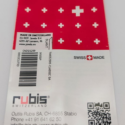 Rubis Switzerland Professional Tweezer 2 in 1 New, Stainless Steel