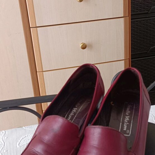 Loafers vintage leather used size 41 burgundy with block heel