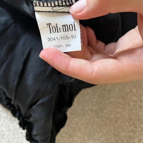 Toi & Moi silk strapless top y2k, black and grey