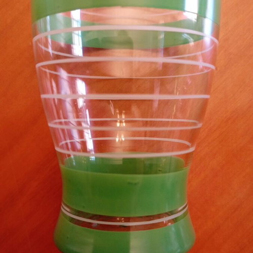 Borske Sklo Bohemia Serving Set, vintage 1960s emerald green